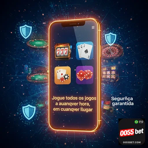 Tela com jogos variados de casino móvel na plataforma 0055bet