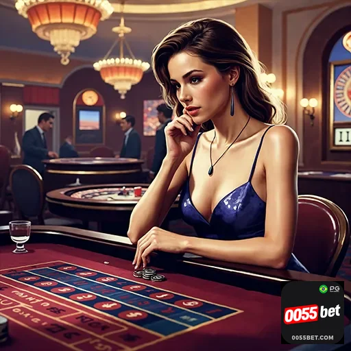 Imagem de casino com o logo 0055bet, destacando entretenimento e jogos de azar no site 0055bet.