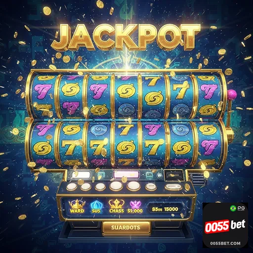 Imagem de caça-níqueis do 0055bet, site de apostas online, com detalhes coloridos e tema de jogos de cassino.