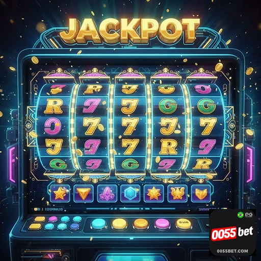 Imagem promocional de caça-níqueis no site 0055bet, destaque para os jogos de slots emocionantes.