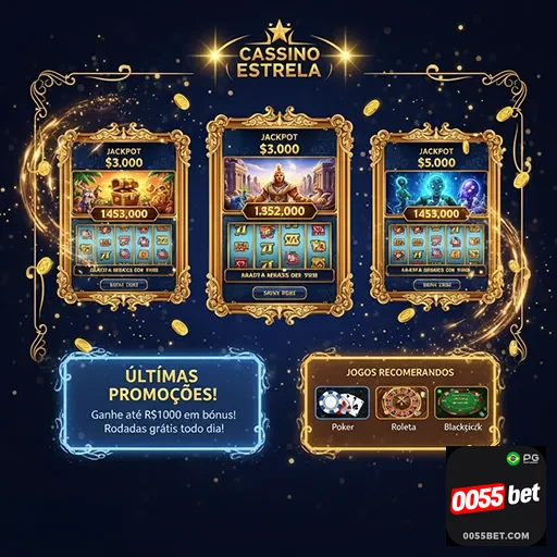 Imagem destacando o site 0055bet na página inicial, com elementos visuais de apostas e jogos de azar.